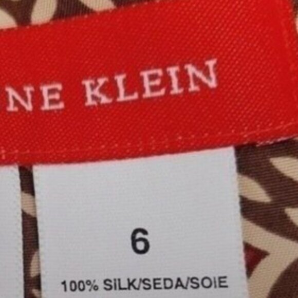 AK ANNE KLEIN / 100% Silk Plisse Pleated A-line Skirt Geo Print Sz 6 - Picture 10 of 10